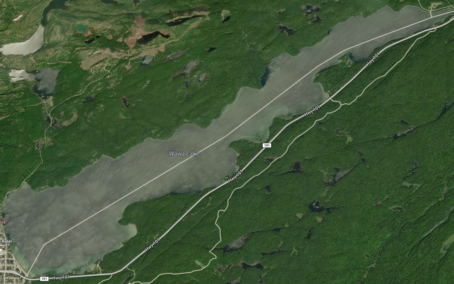 Satellite map of the Wawa Lake