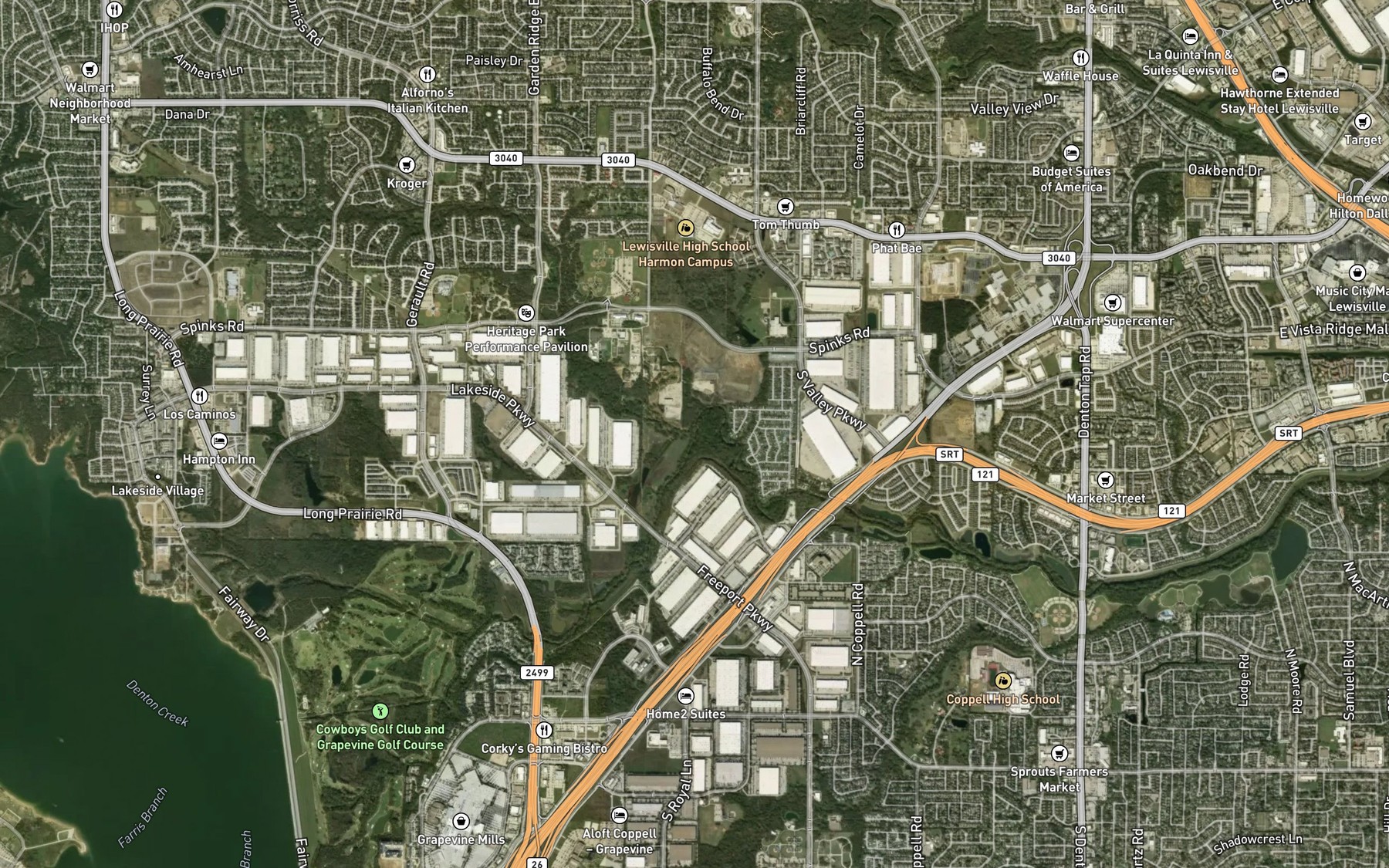 Satellite map of the Bakers Branch