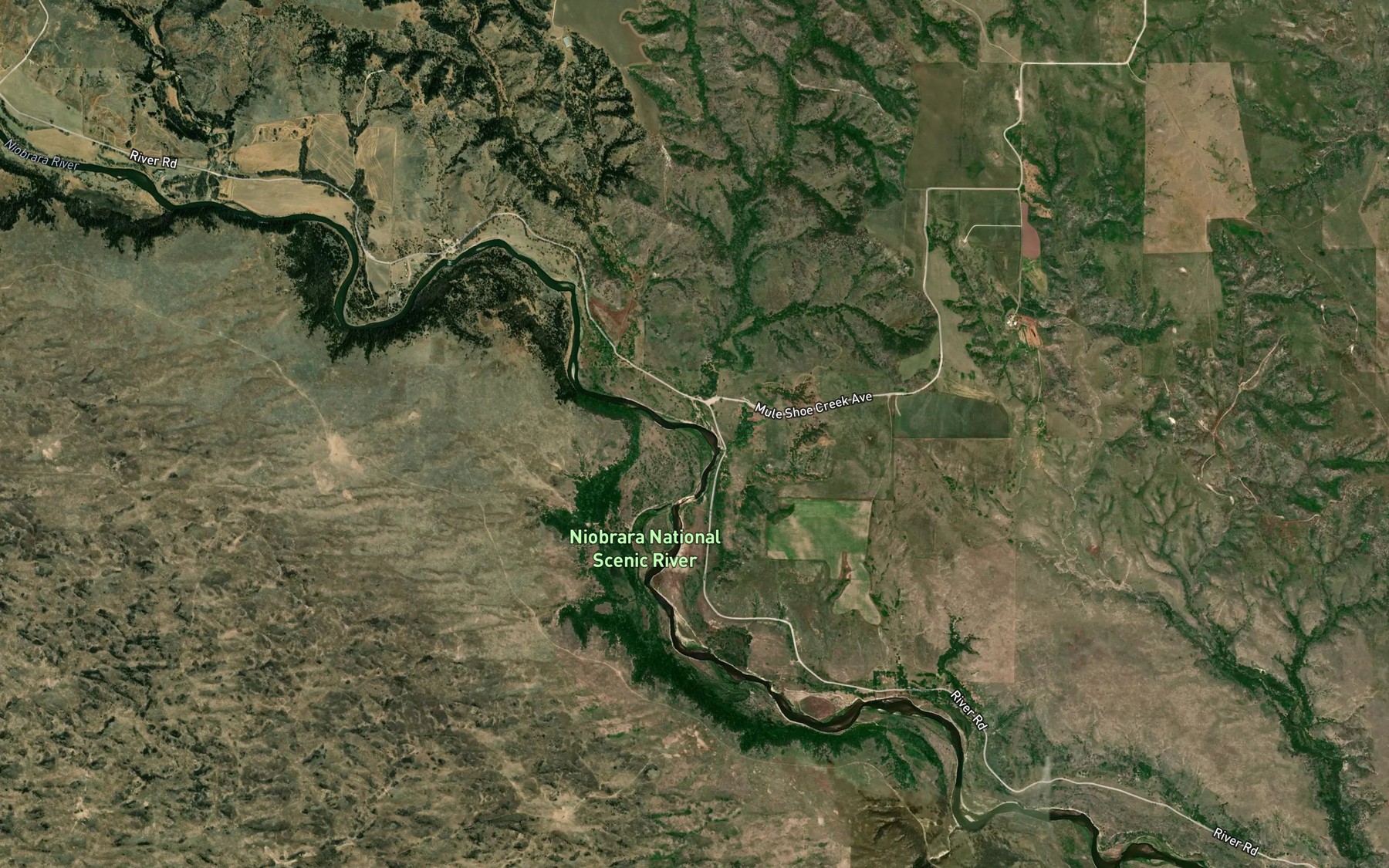 Satellite map of the Muleshoe Creek