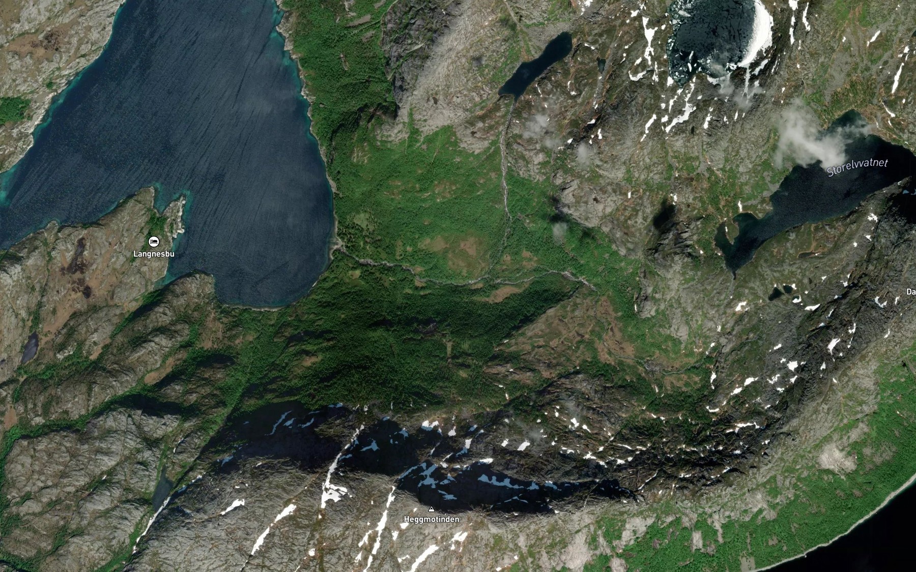 Satellite map of the Storvikelva
