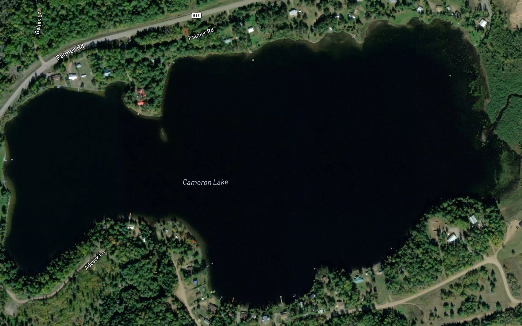 Satellite map of the Cameron Lake