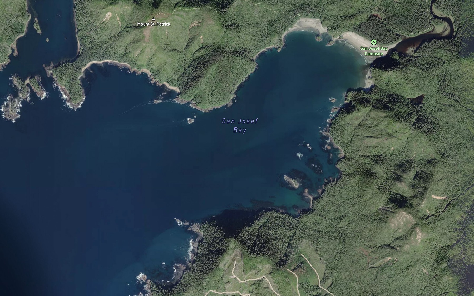 Satellite map of the San Josef Bay