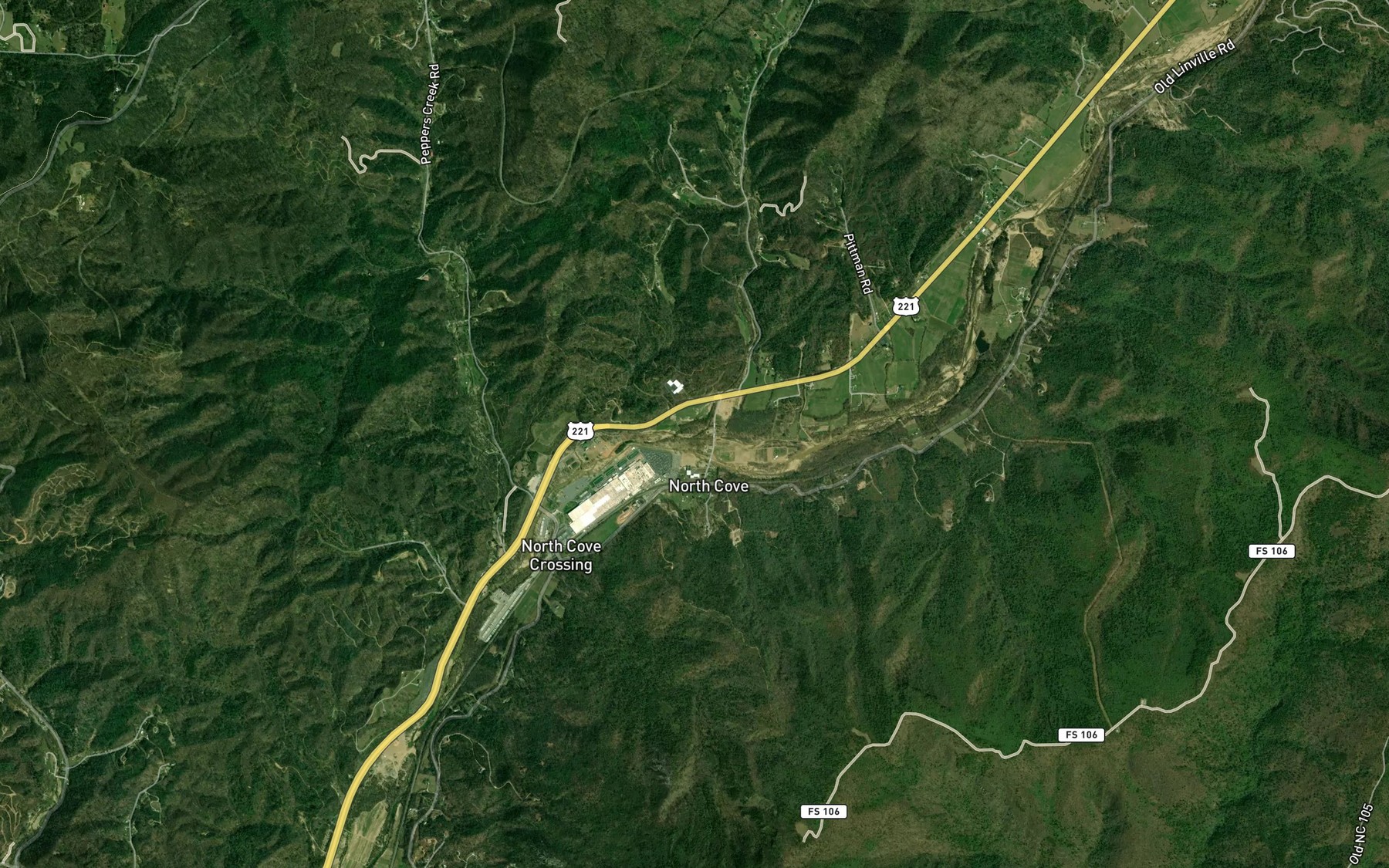 Satellite map of the Honeycutt Creek