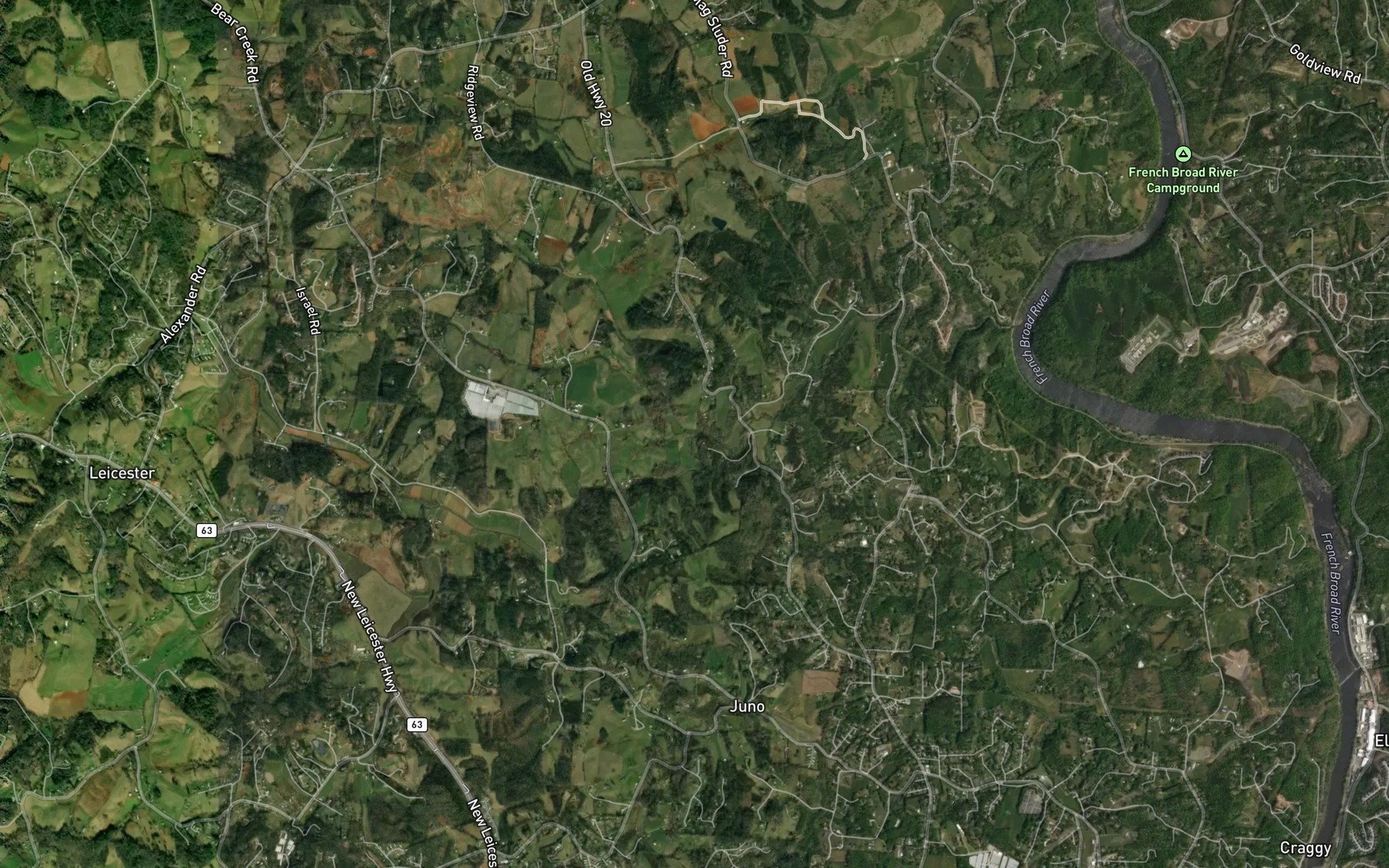 Satellite map of the Parker Branch