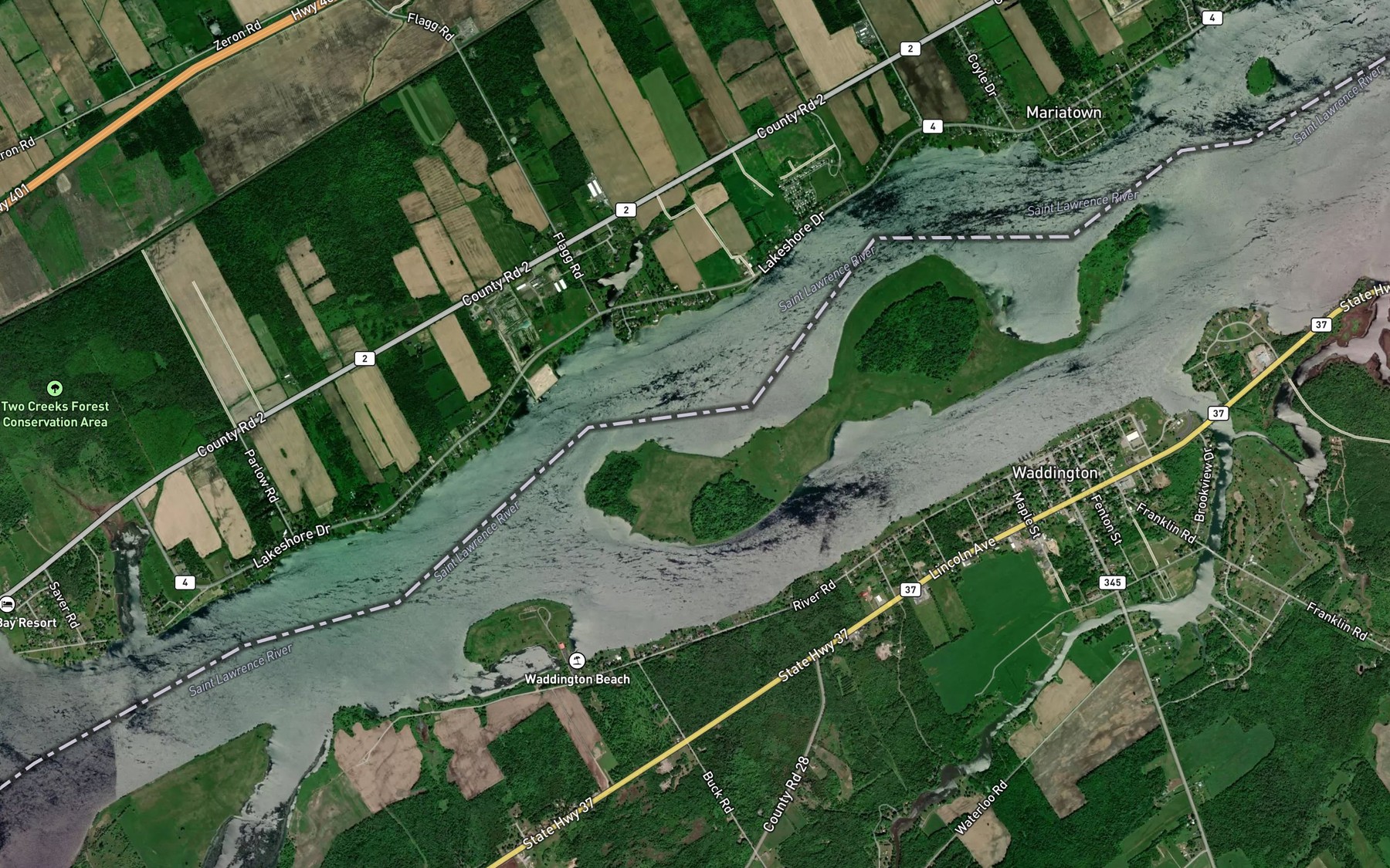 Satellite map of the Flagg Creek