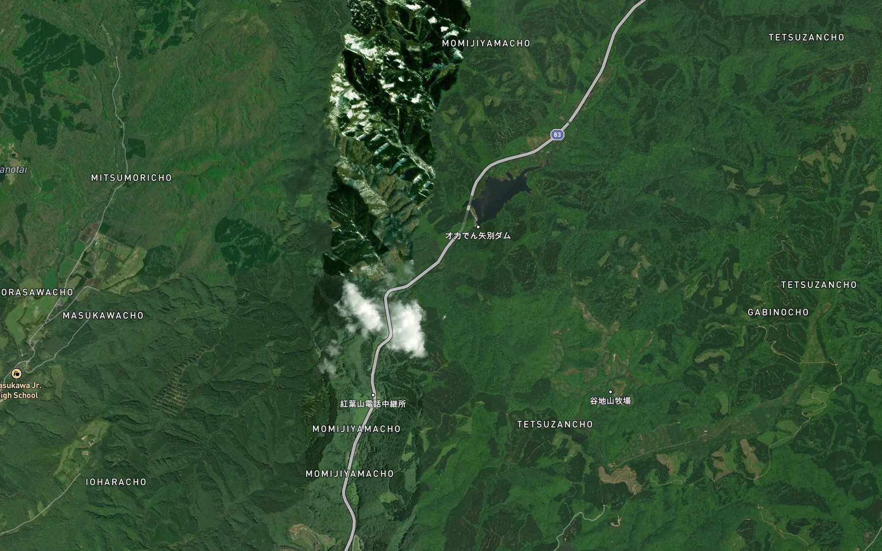 Satellite map of the Yachiyamasawa Gawa