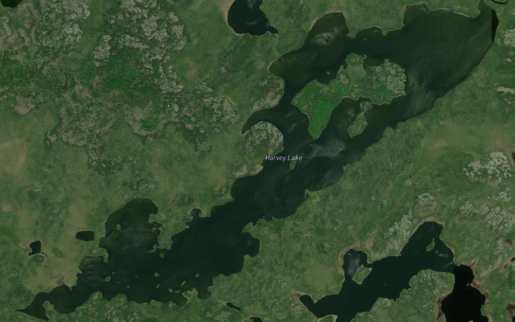 Satellite map of the Harvey Lake