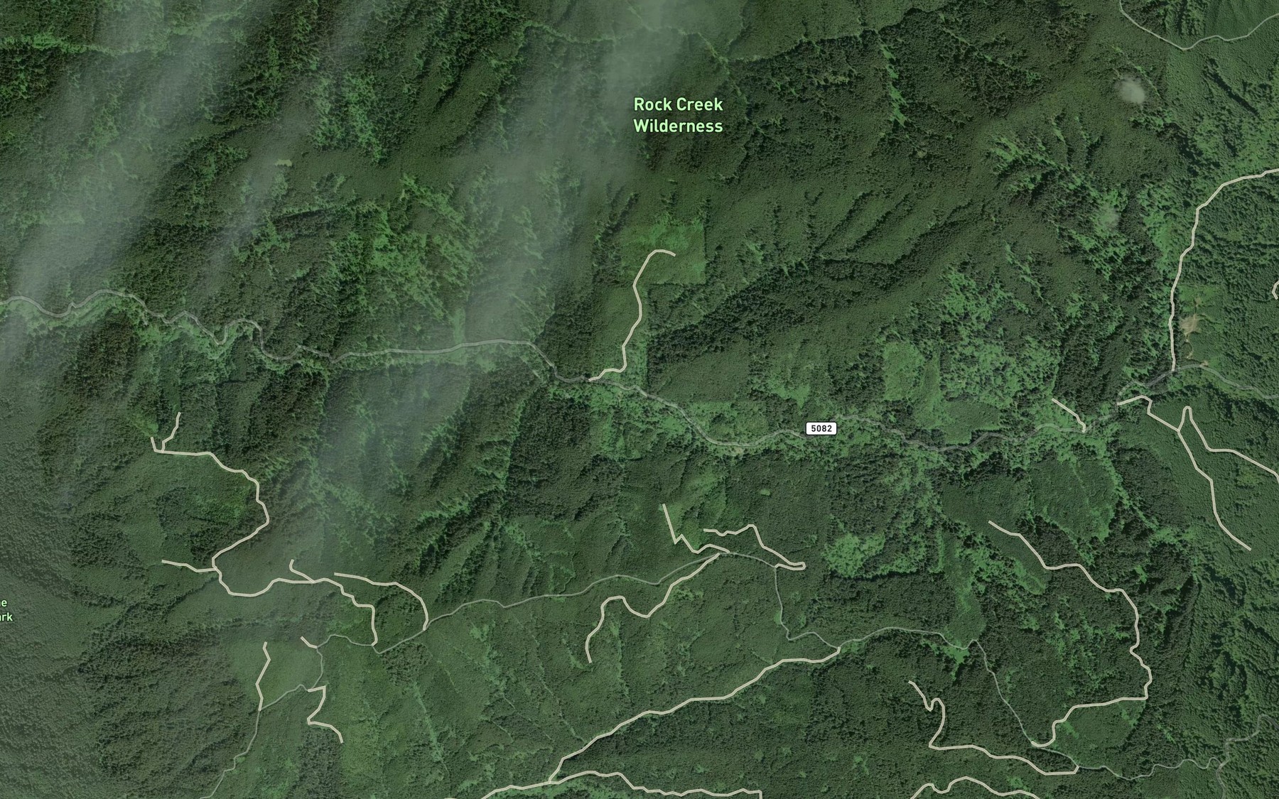 Satellite map of the Fryingpan Creek