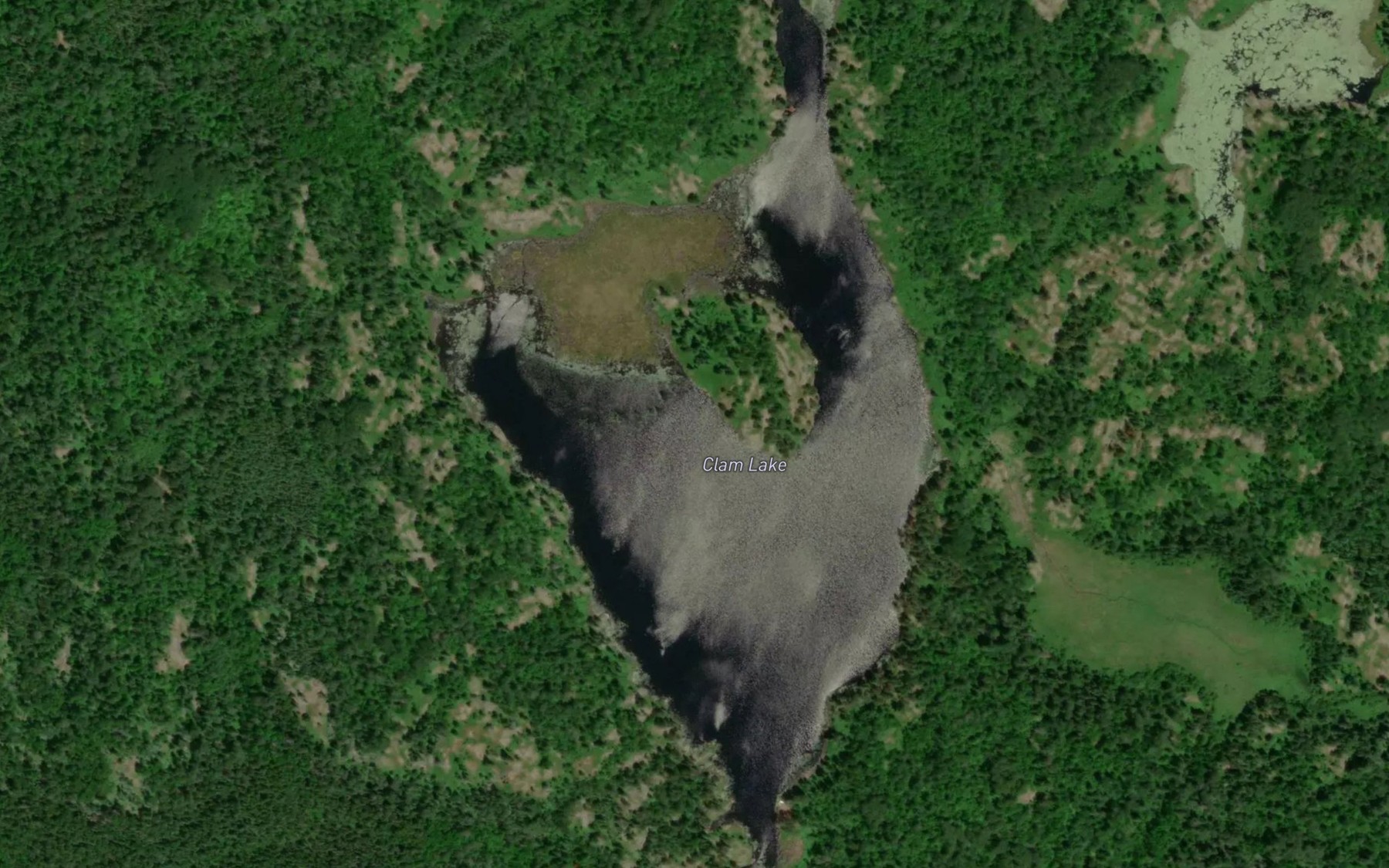 Satellite map of the Clam Lake