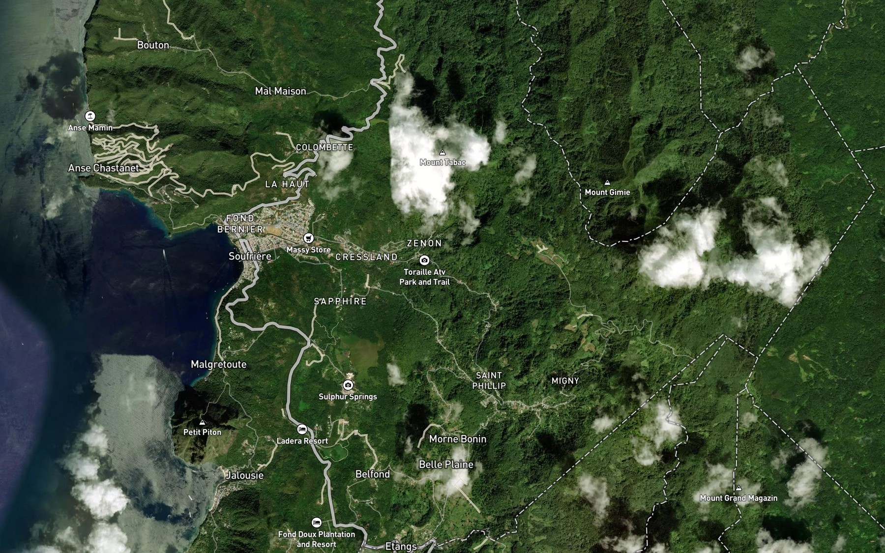 Satellite map of the Ravine Claire