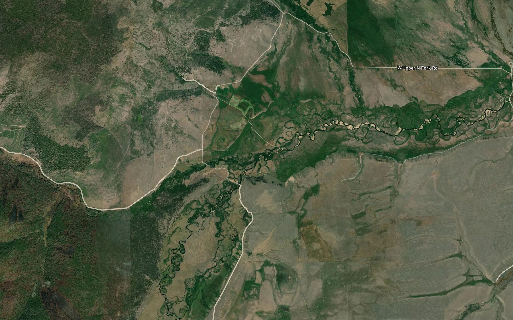 Satellite map of the Tie Creek