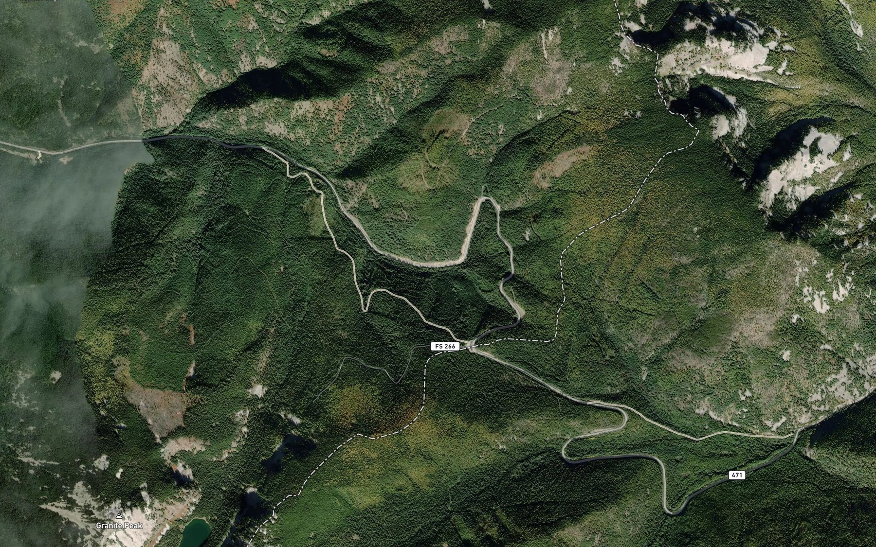 Satellite map of the Cat Creek