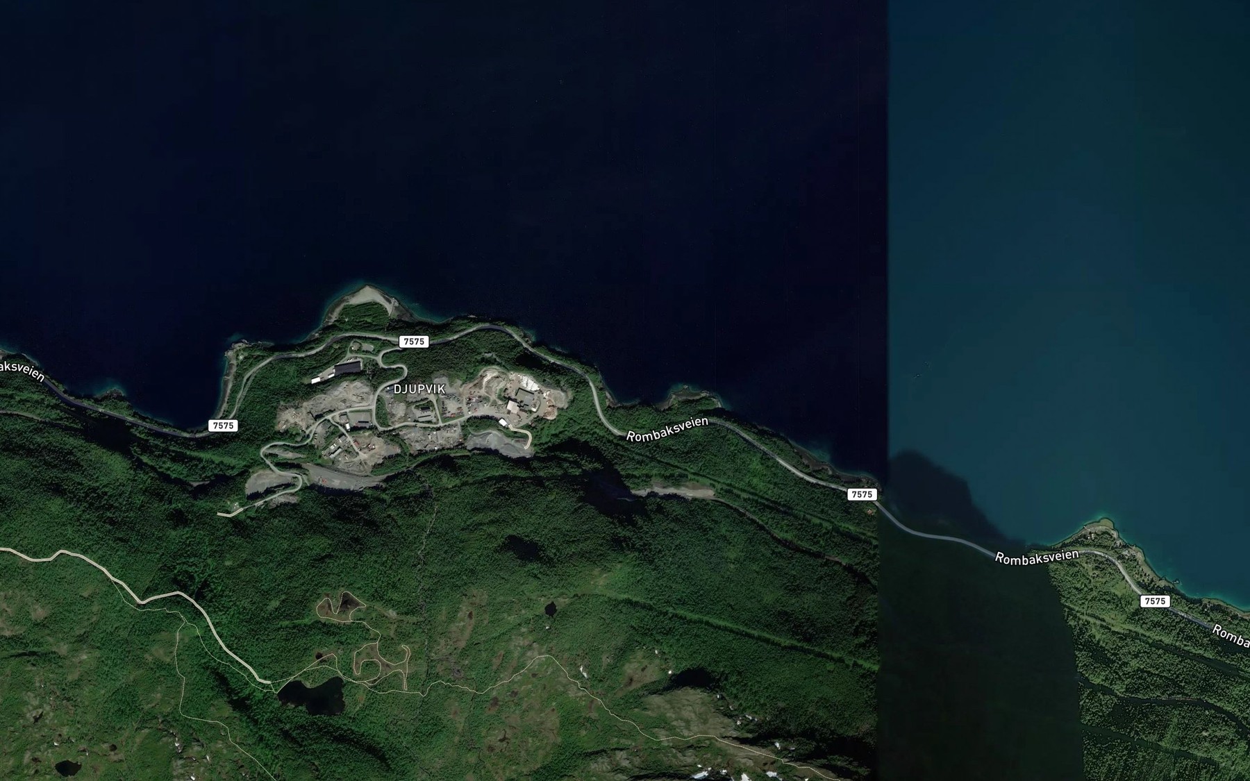 Satellite map of the Djupvika,in
