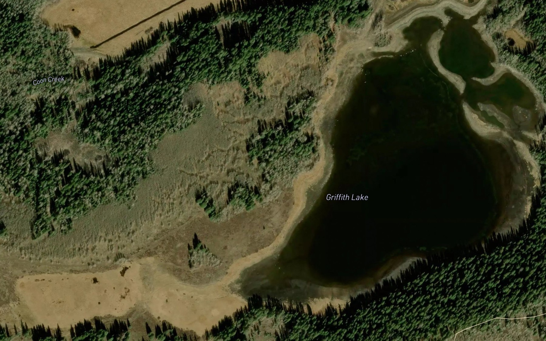 Satellite map of the Coon Creek Reservoir Number 1