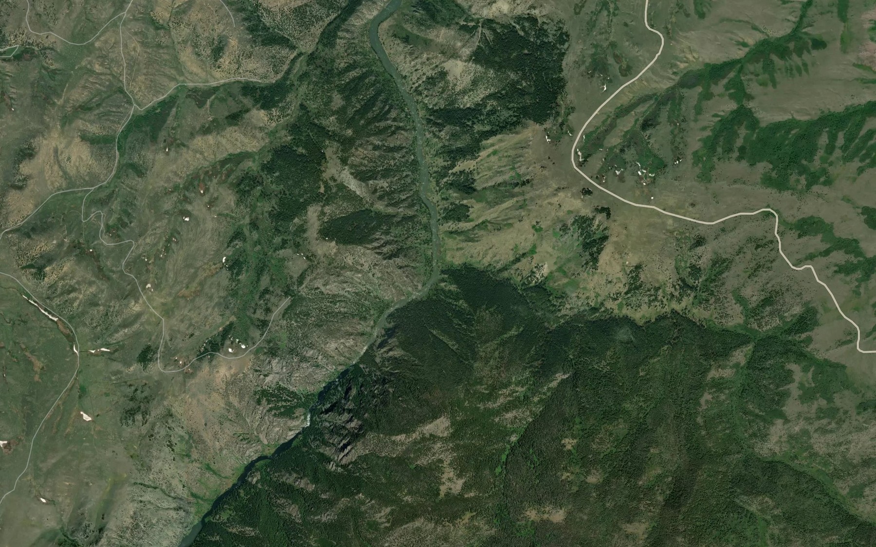 Satellite map of the Bear Trap Creek