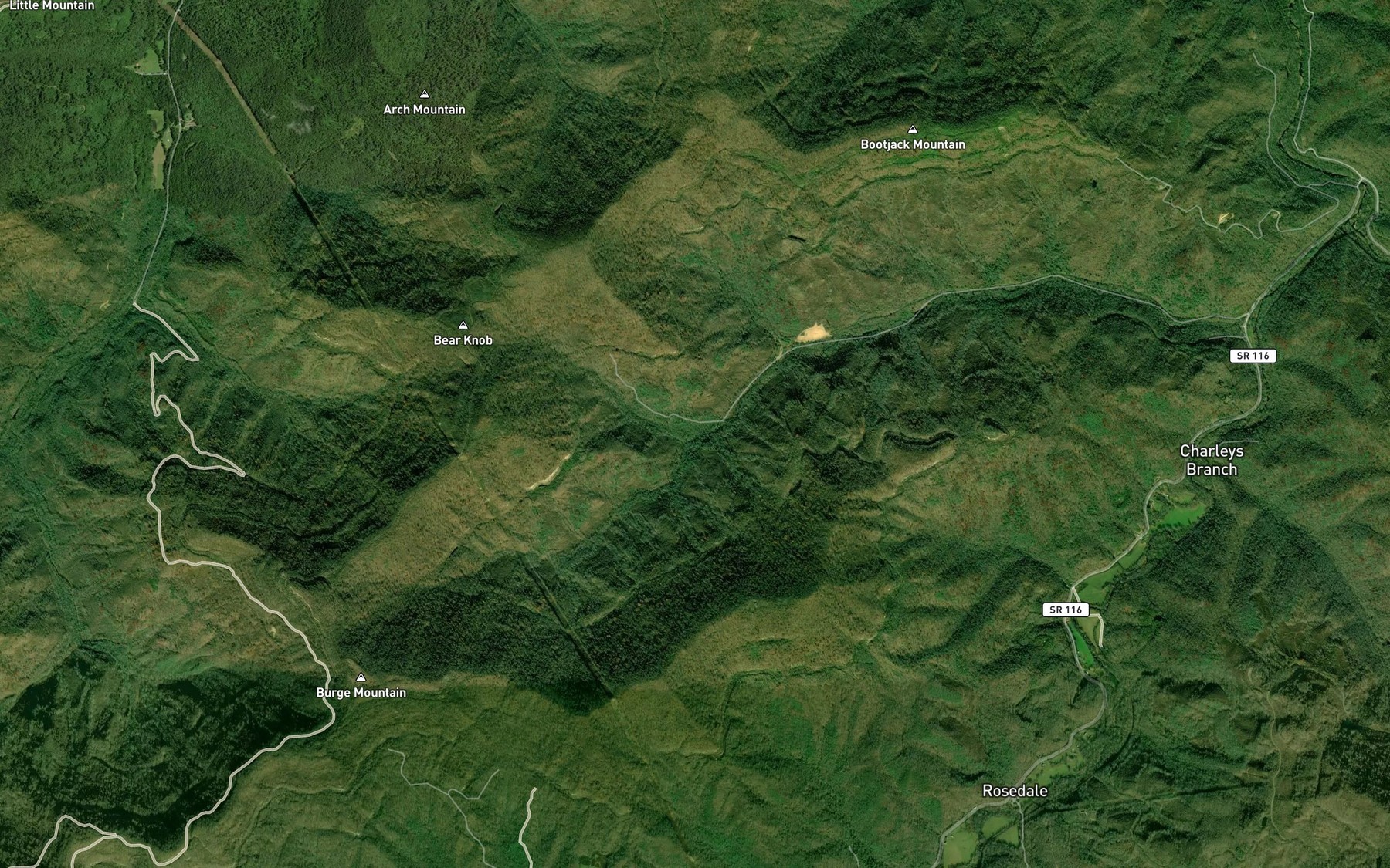 Satellite map of the Upper Fork