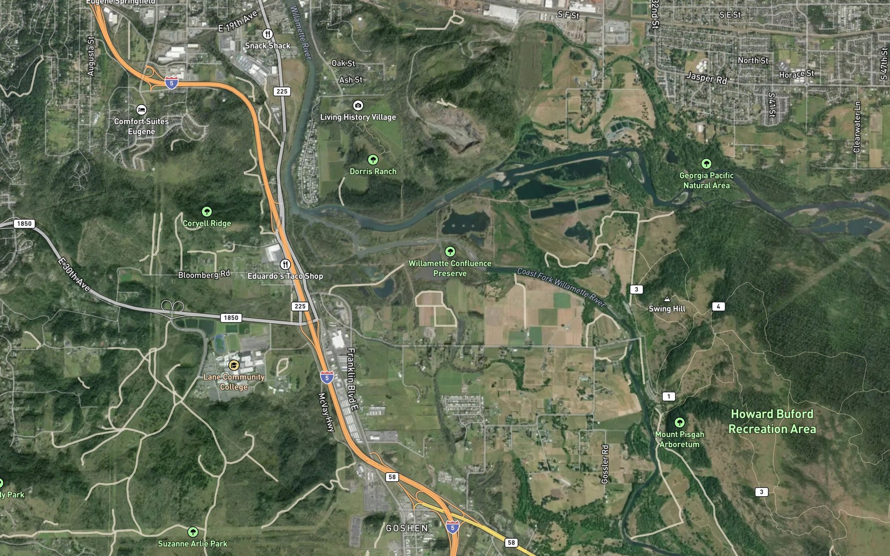 Satellite map of the Oxley Slough