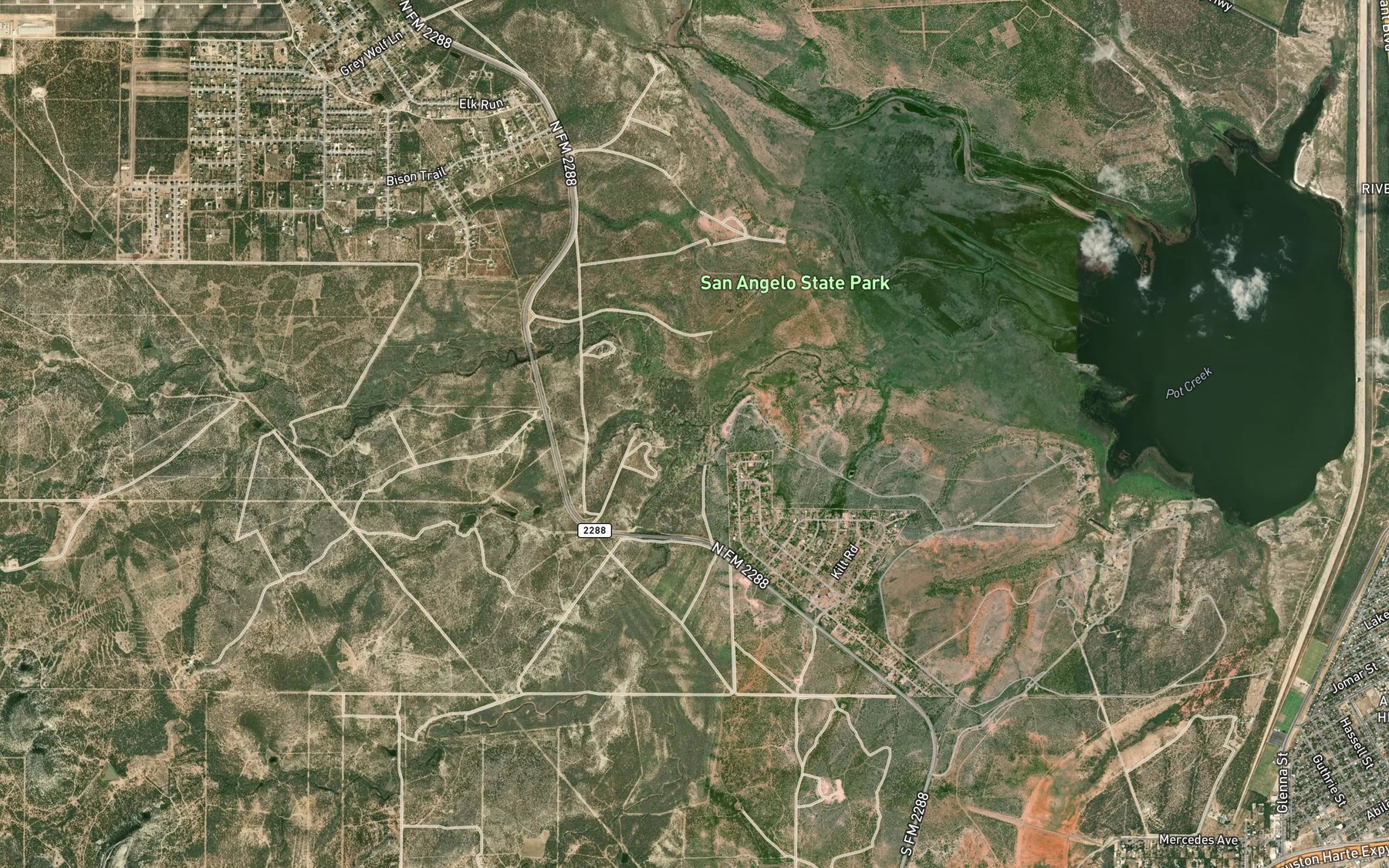Satellite map of the Pot Creek