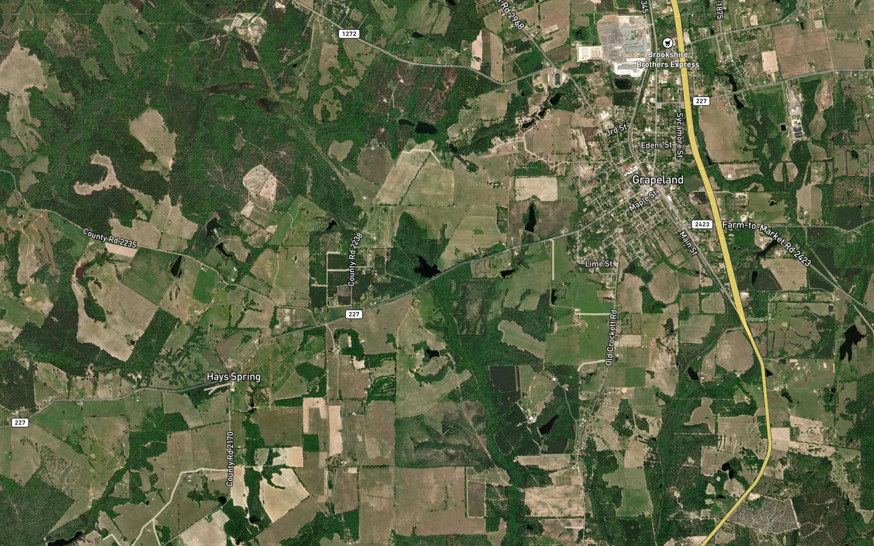 Satellite map of the Two Mile Branch