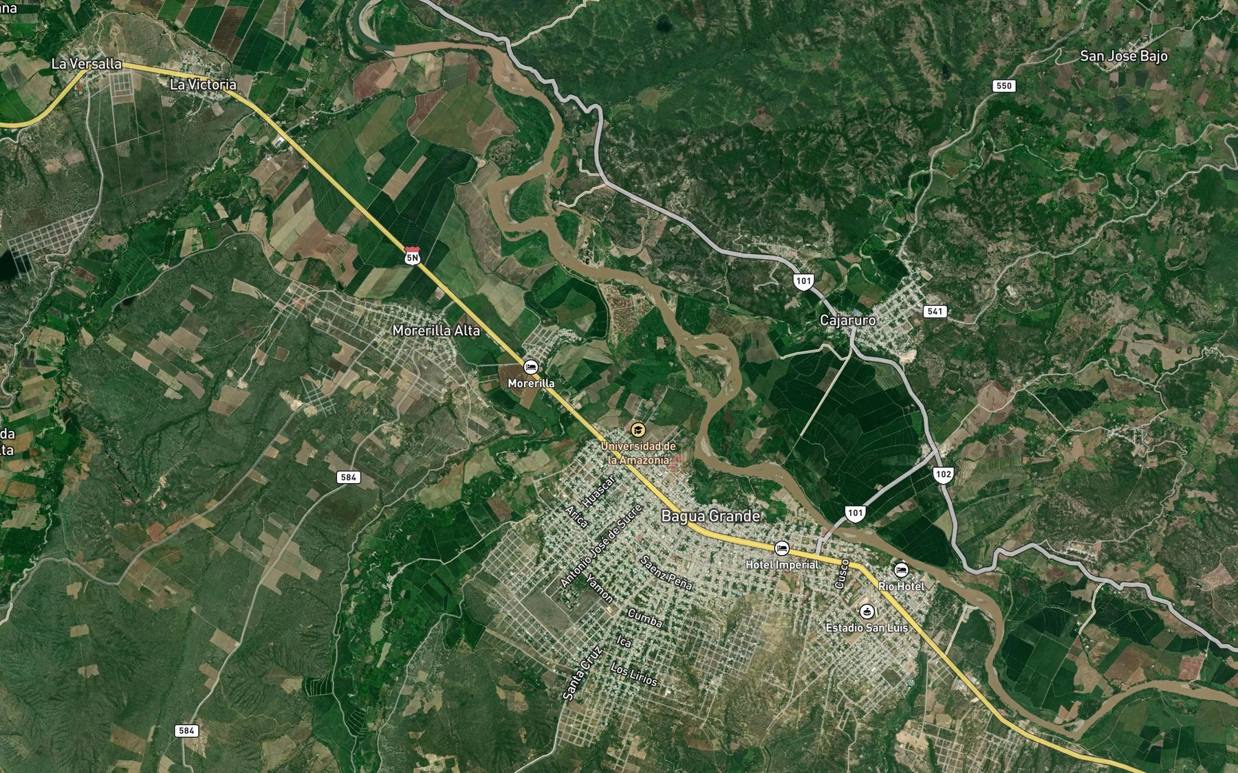 Satellite map of the Quebrada Morerilla