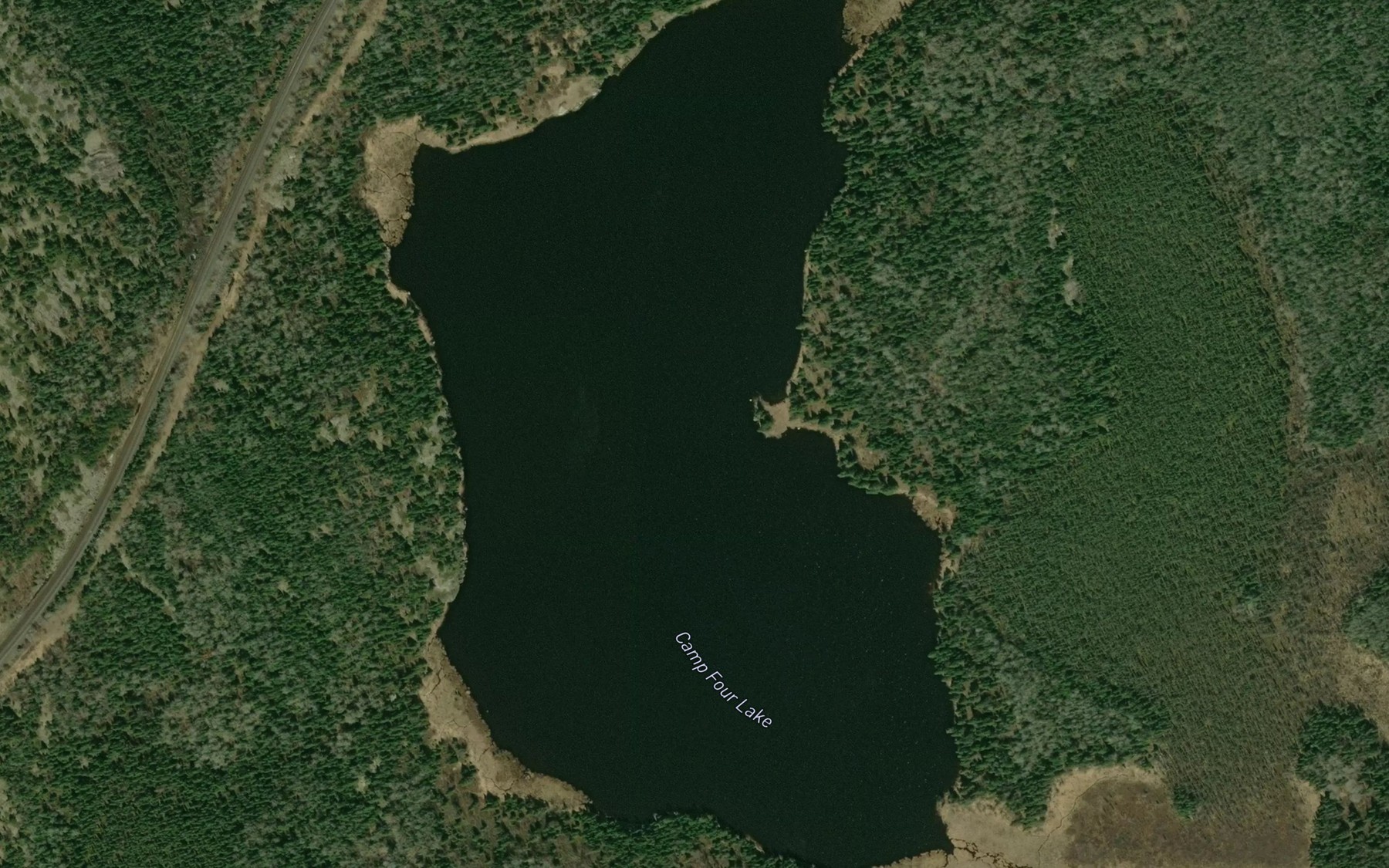 Satellite map of the Camp Four Lake