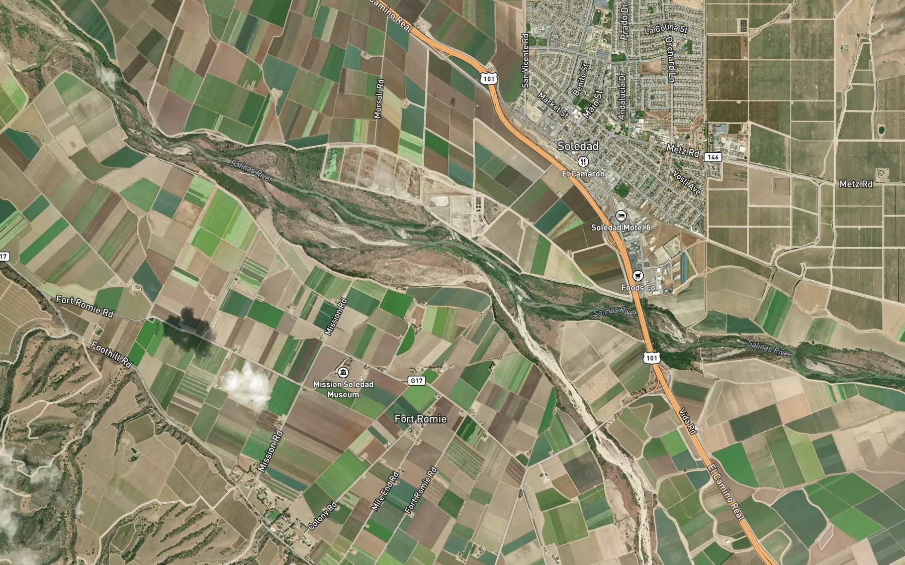 Satellite map of the Arroyo Seco