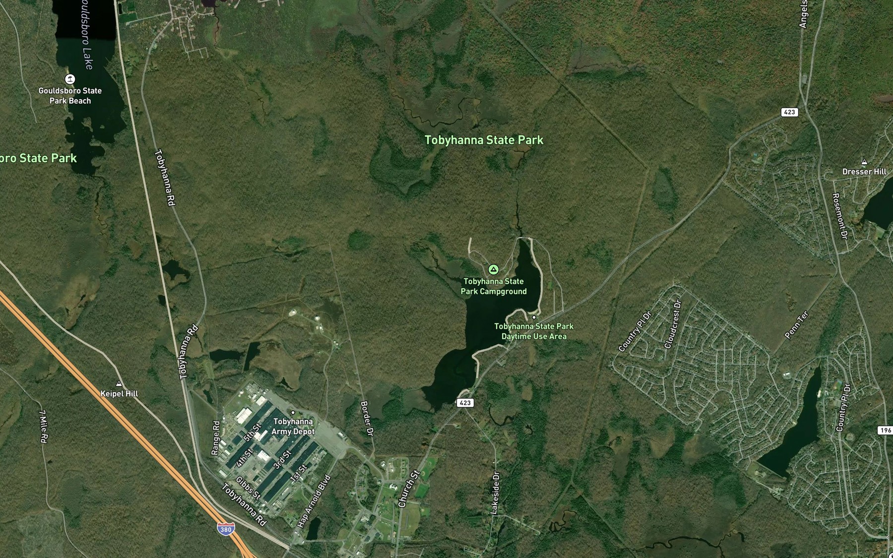 Satellite map of the Pole Bridge Run