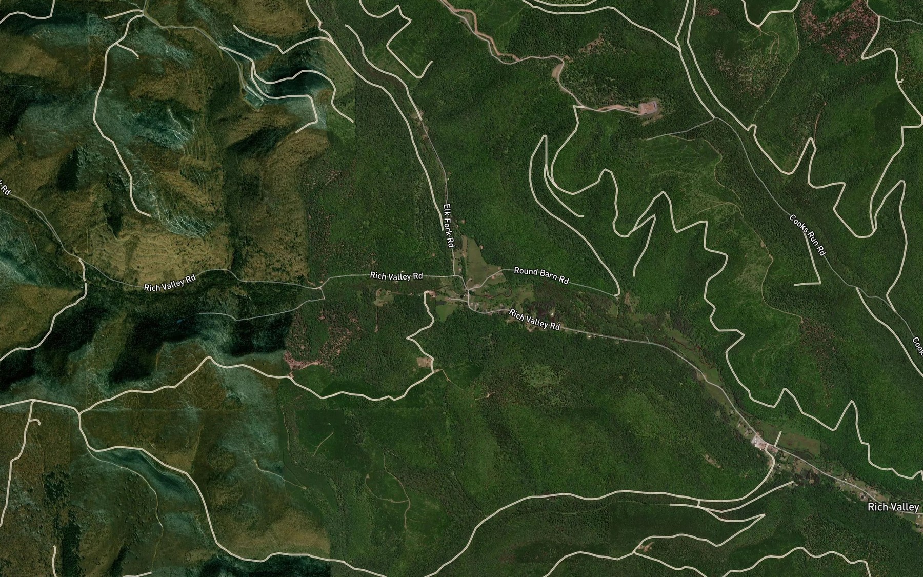 Satellite map of the Elk Fork
