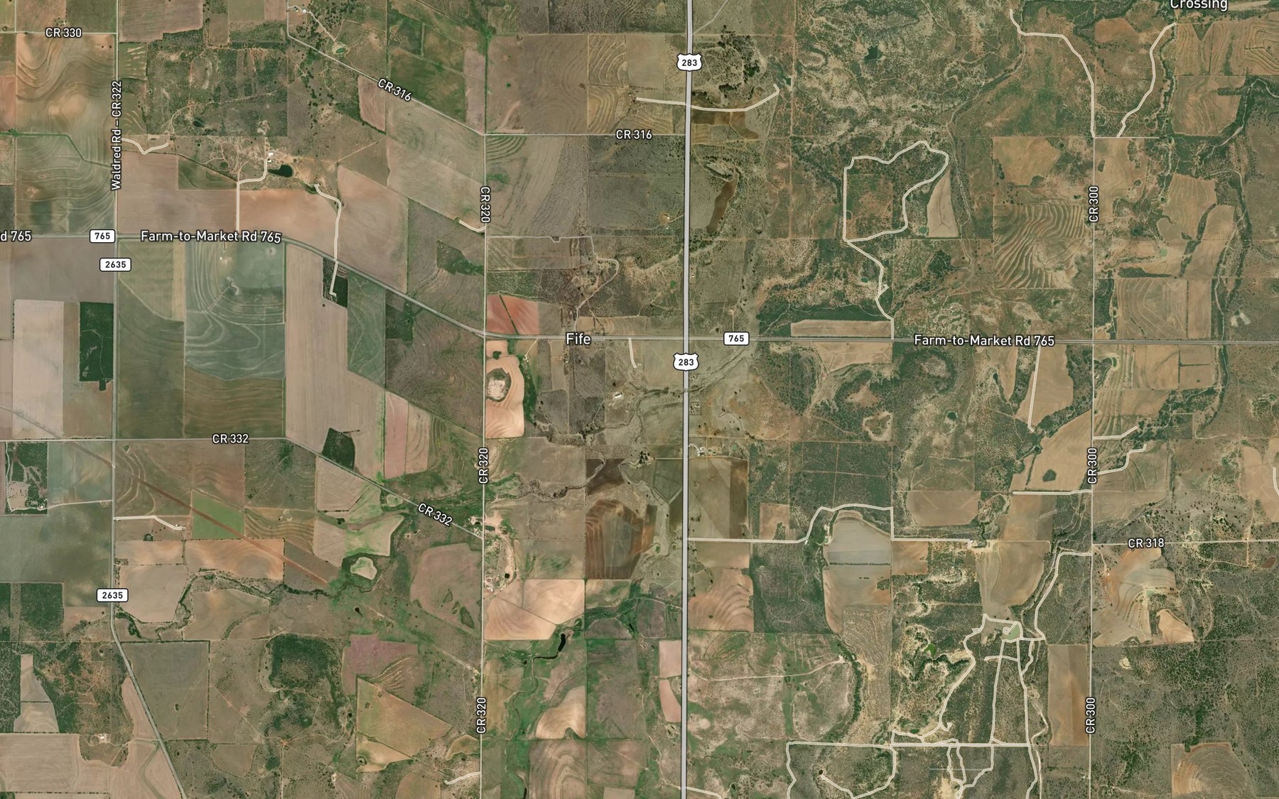 Satellite map of the Big Elm Creek