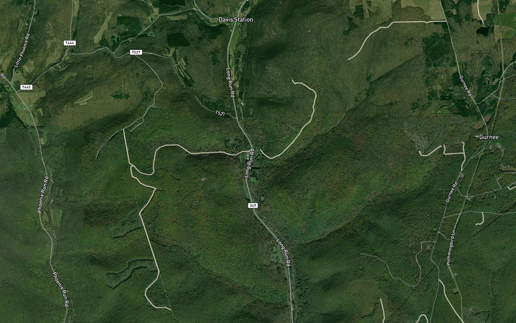 Satellite map of the Blue Run