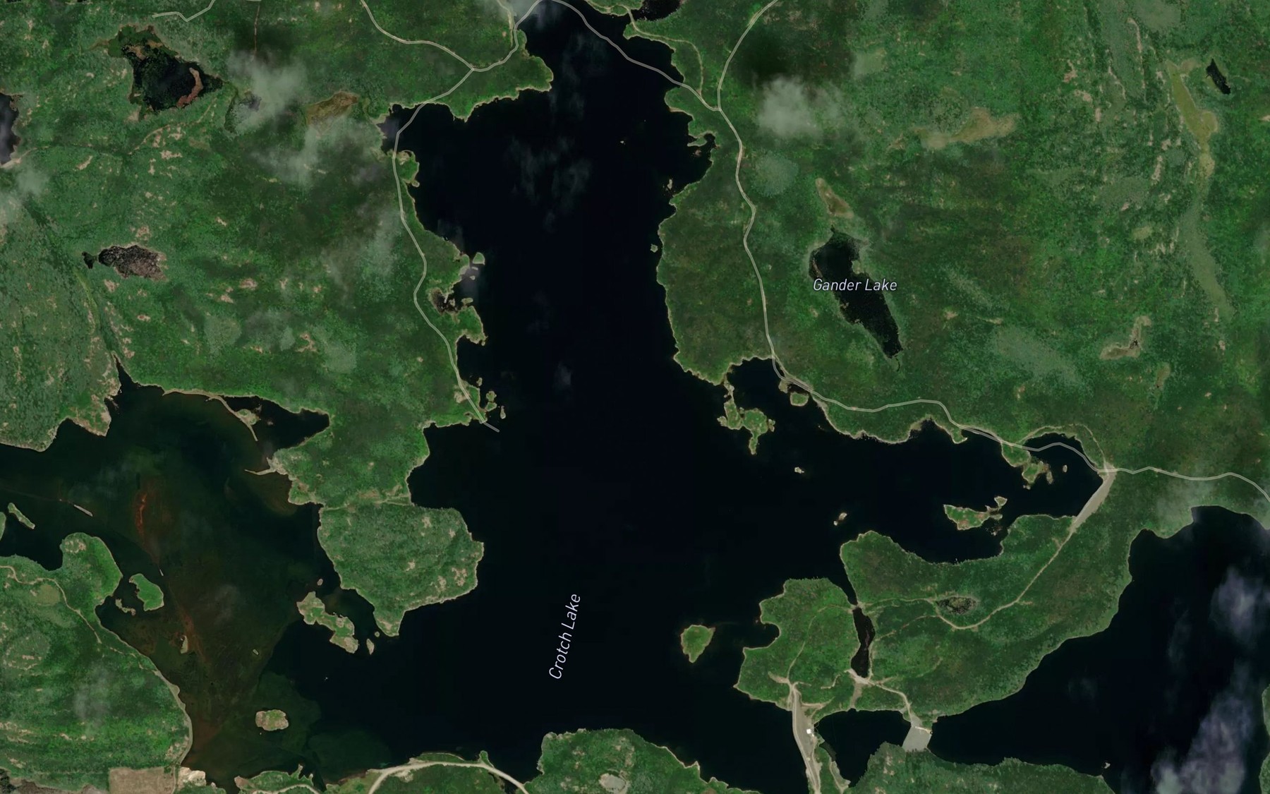 Satellite map of the Crotch Lake