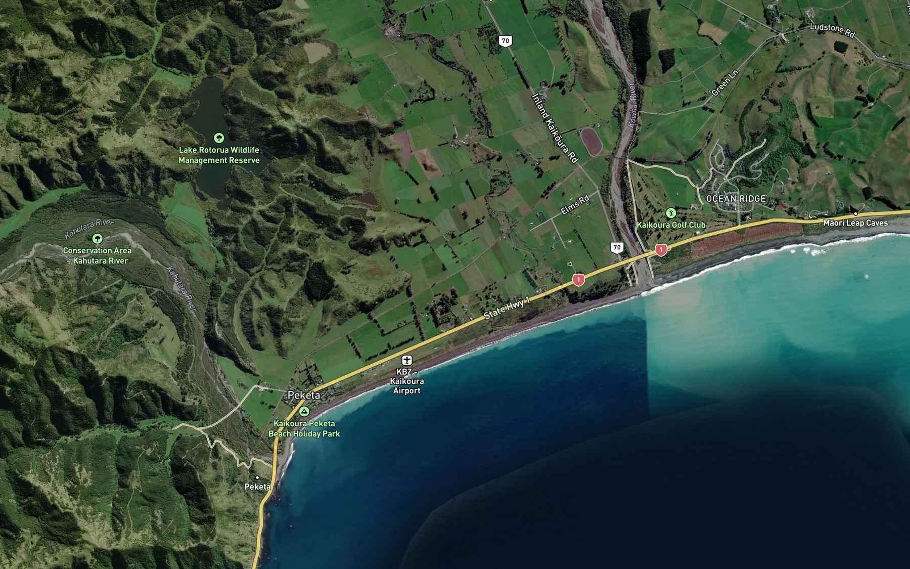 Satellite map of the Elms Creek