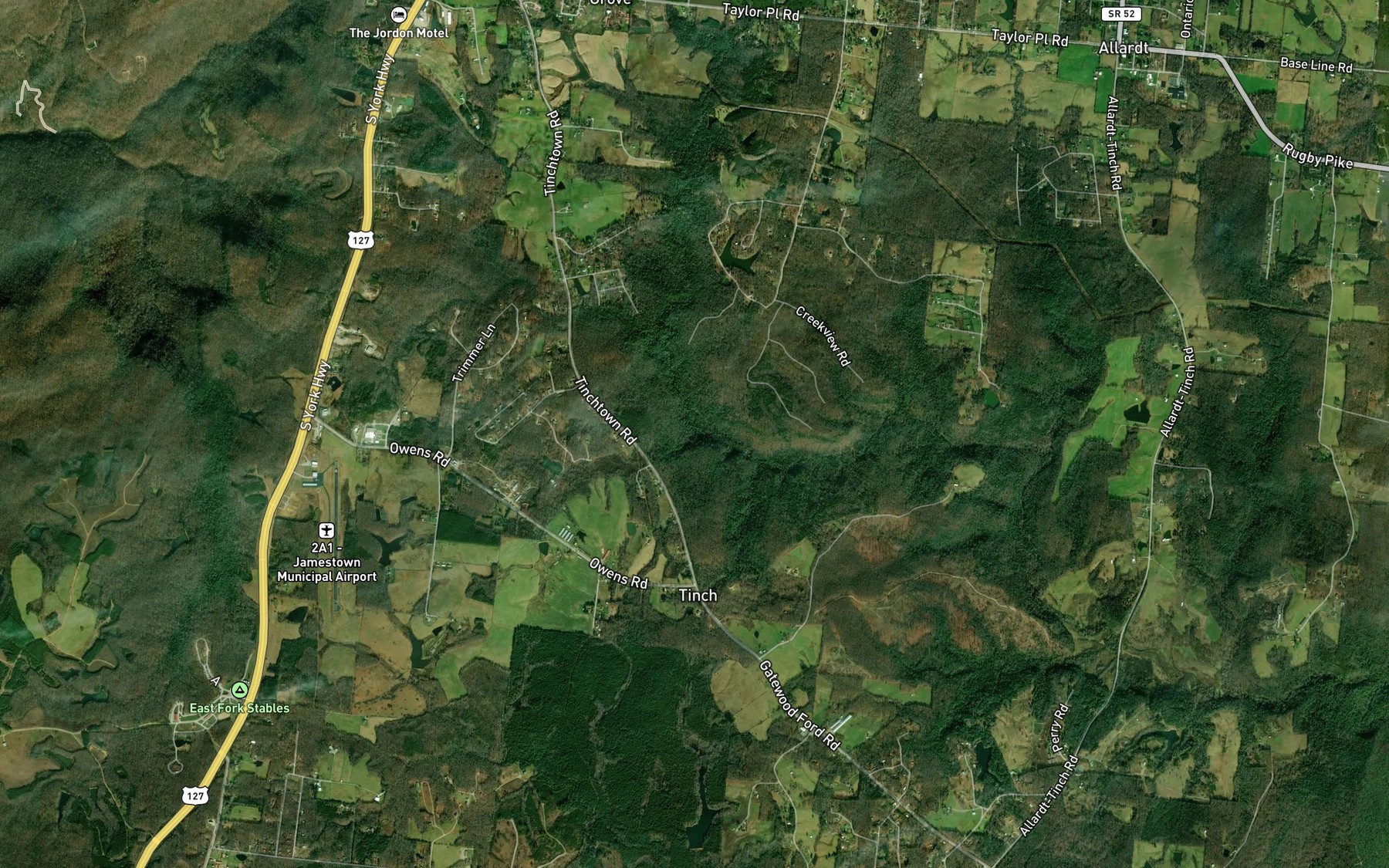 Satellite map of the Buttermilk Branch