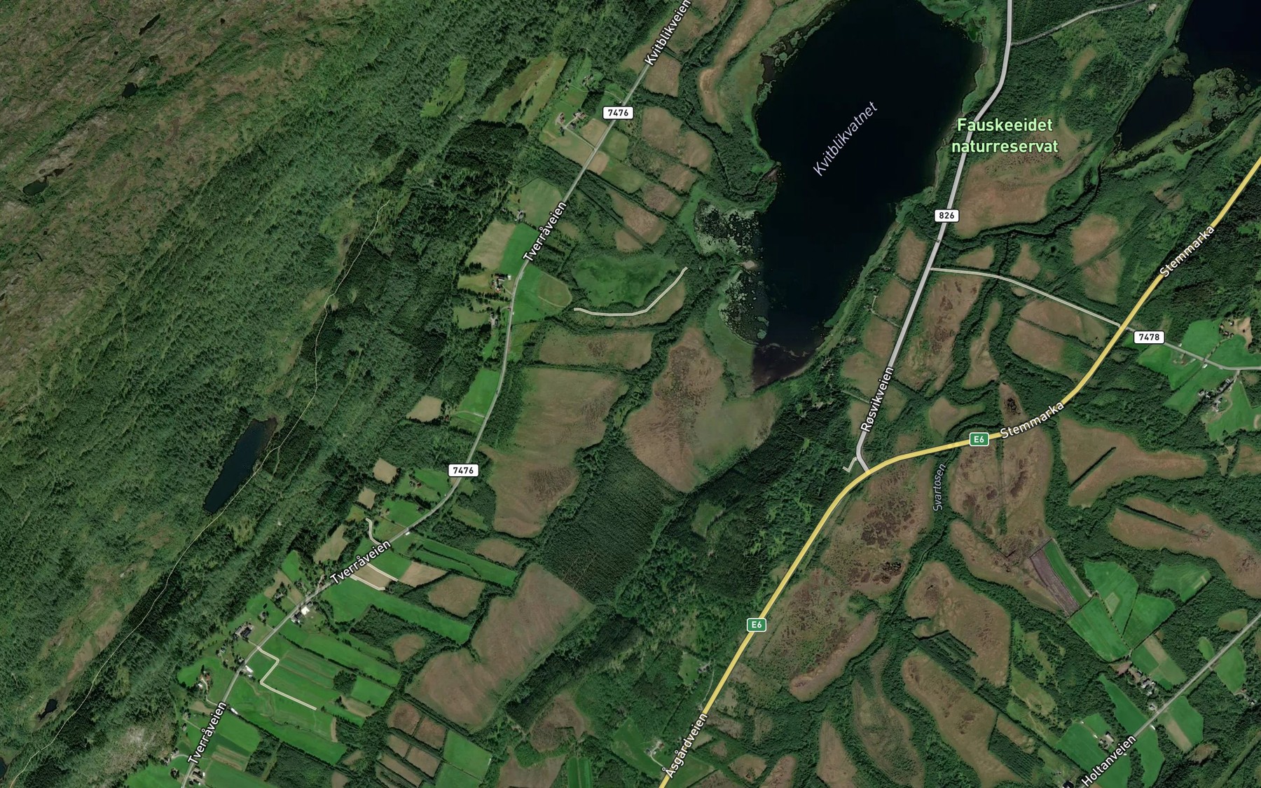Satellite map of the Tverragosen
