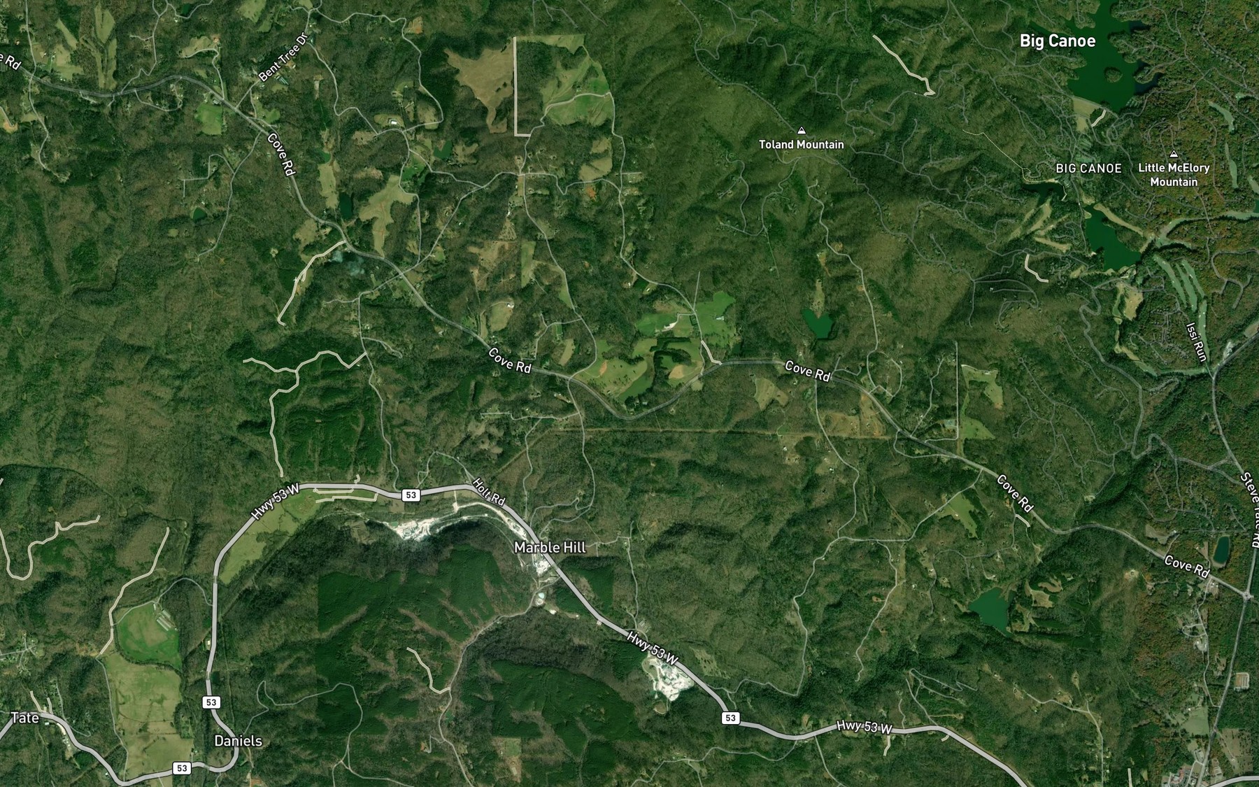 Satellite map of the Georgia Marble Company Lake