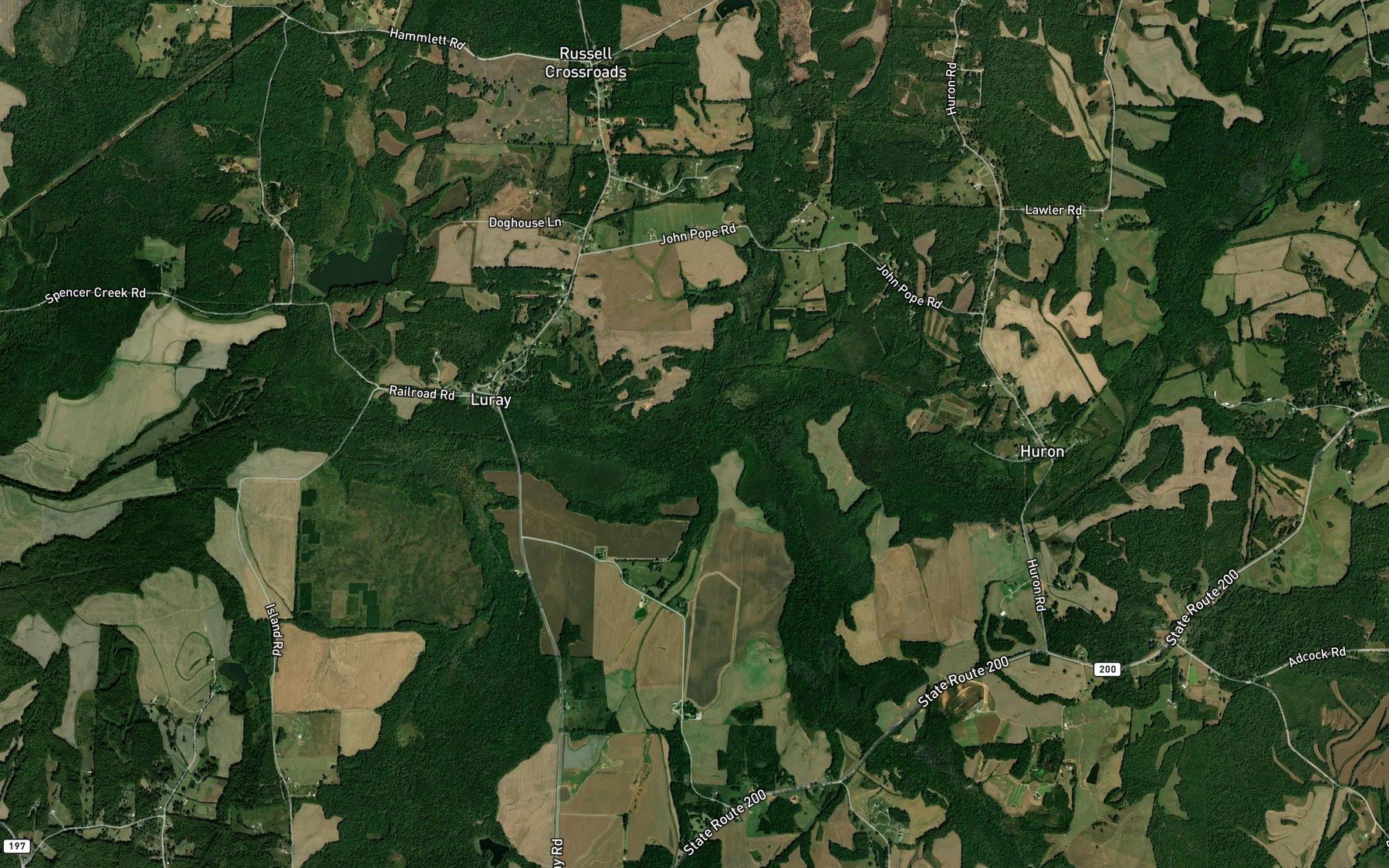 Satellite map of the Bell Branch
