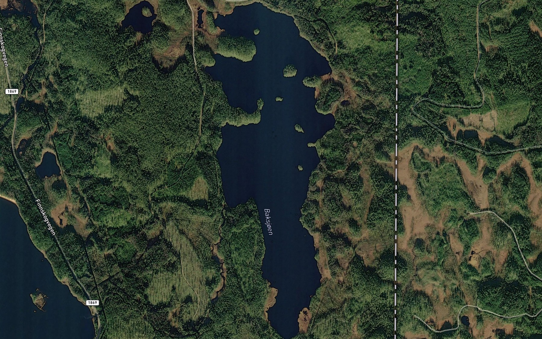 Satellite map of the Nordre Baksjoen