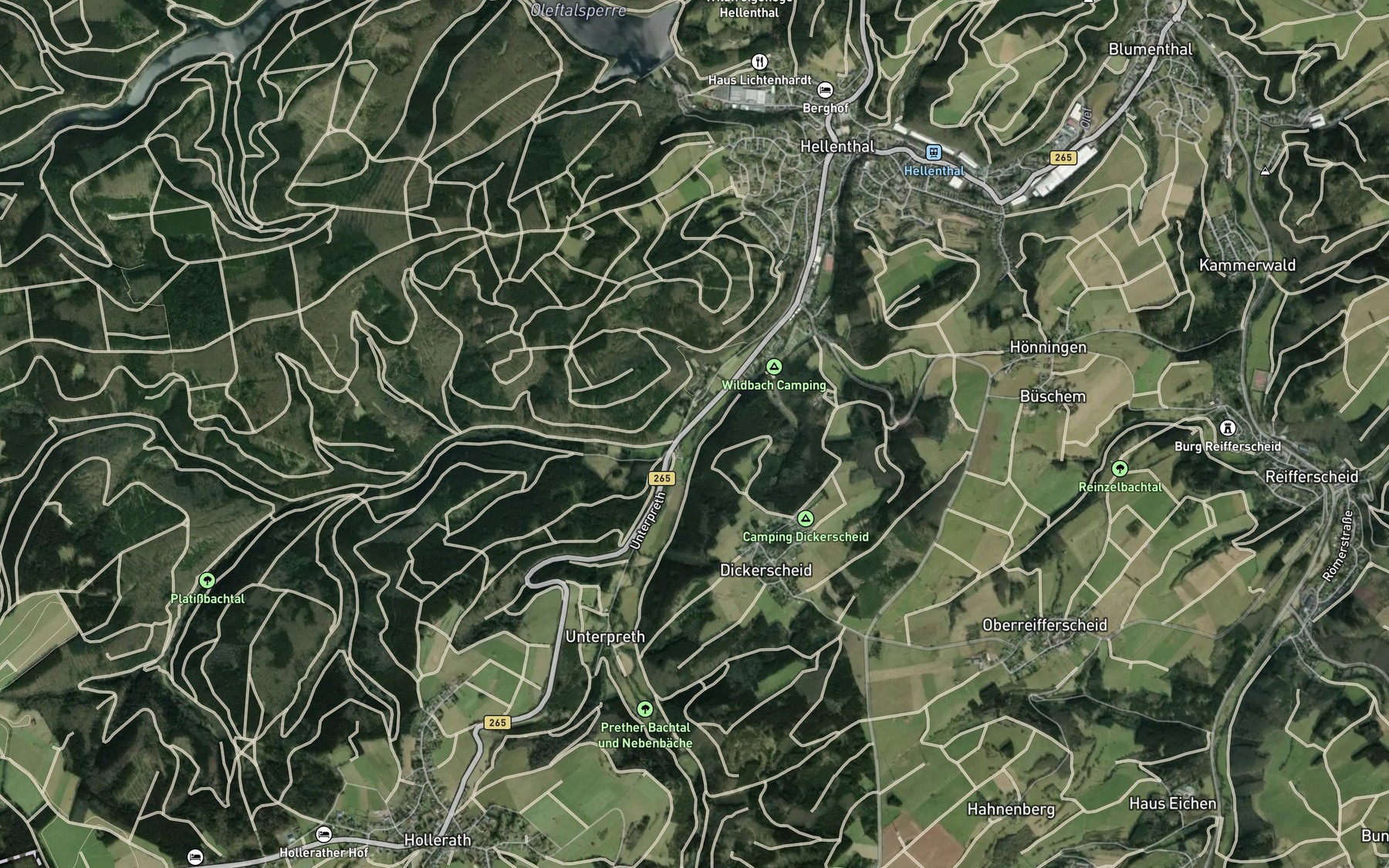 Satellite map of the Prether Bach