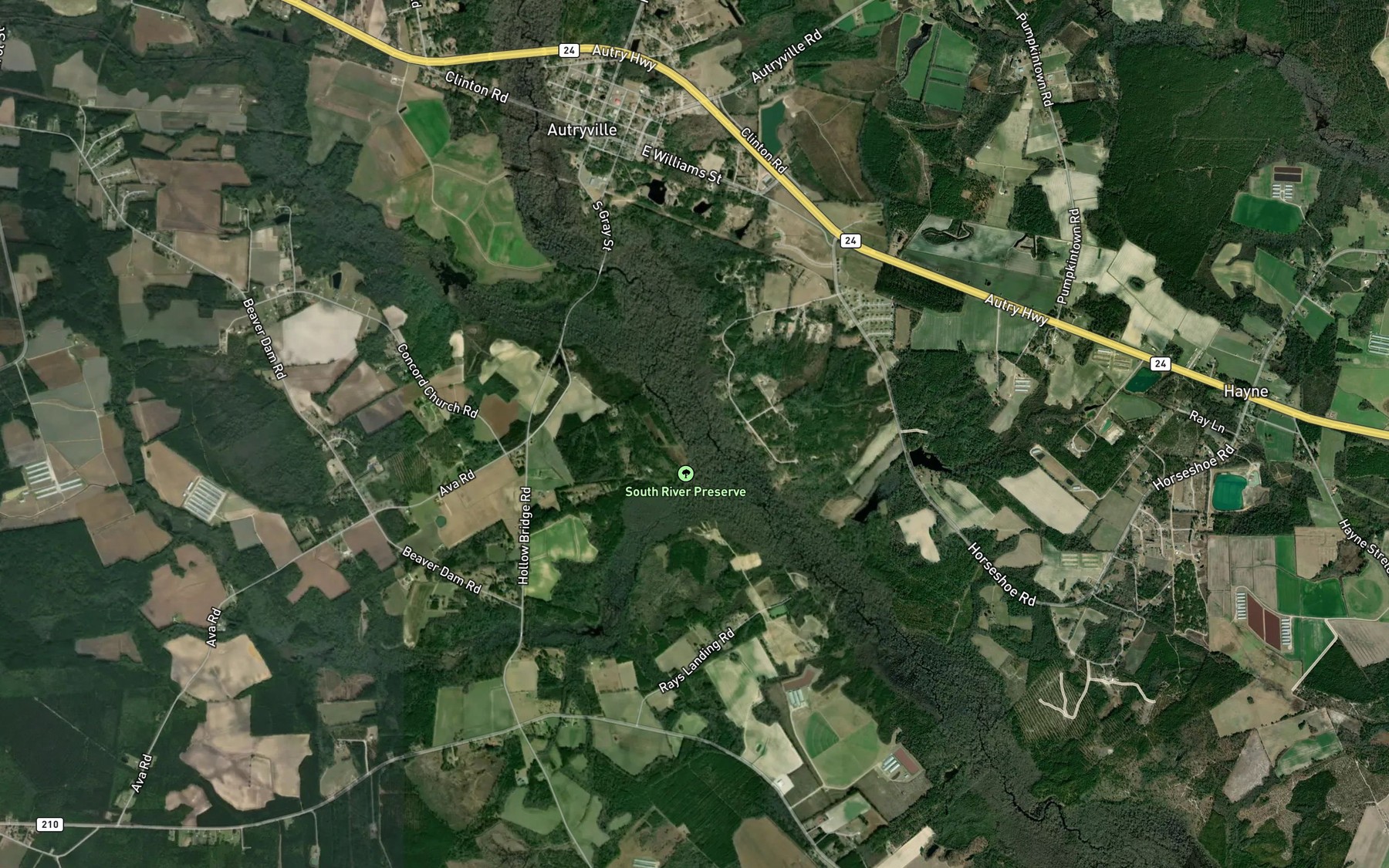 Satellite map of the Sandy Creek