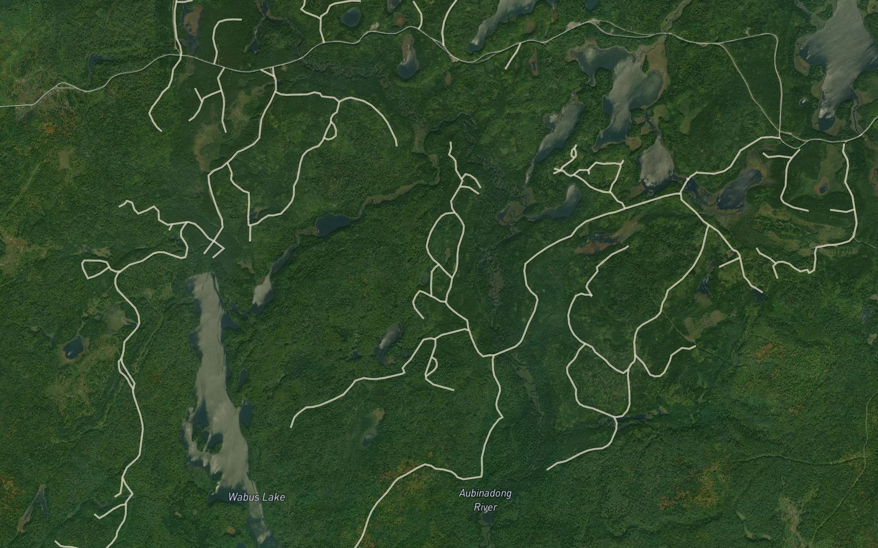 Satellite map of the Wabus Creek