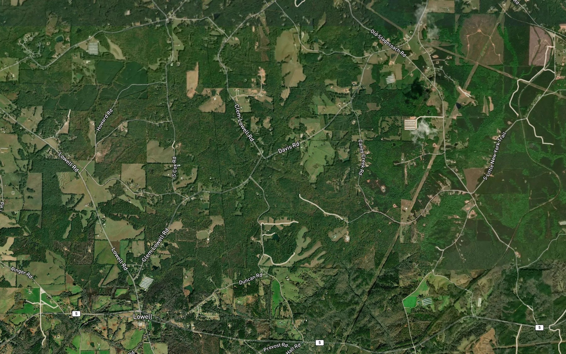 Satellite map of the Caney Creek