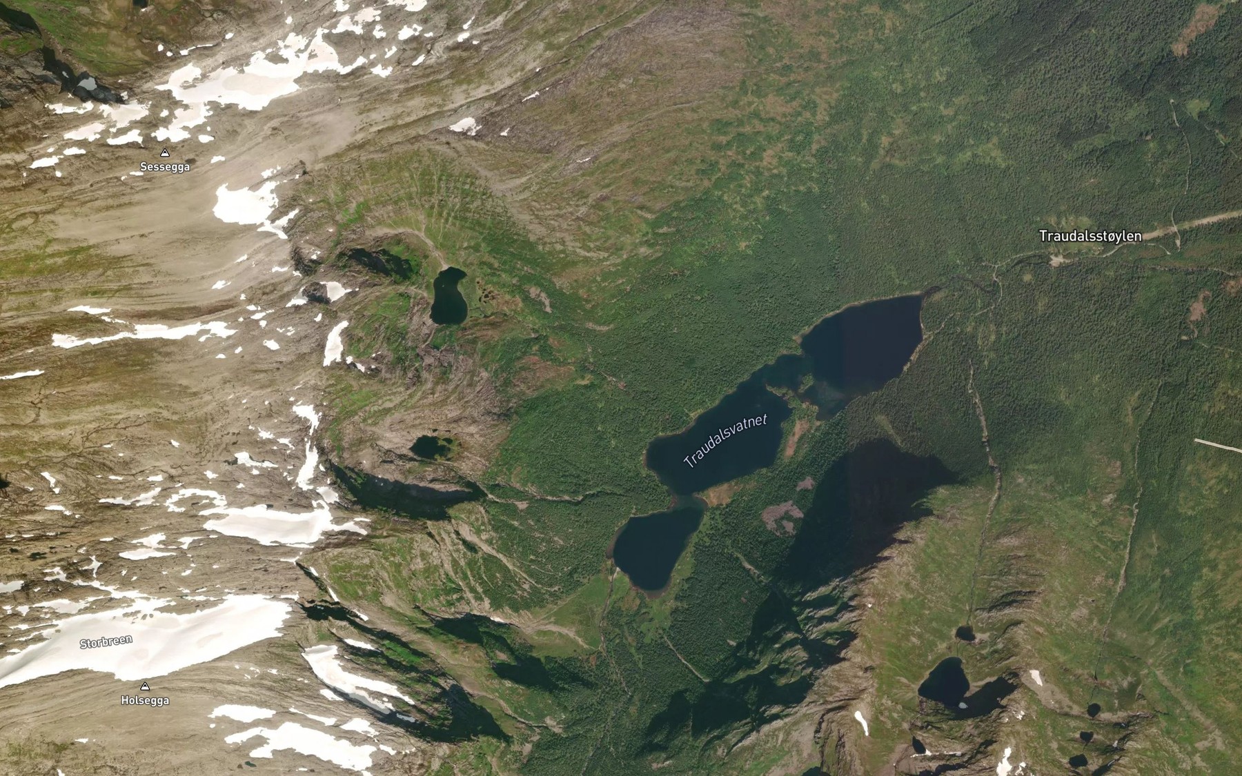 Satellite map of the Berdalselva