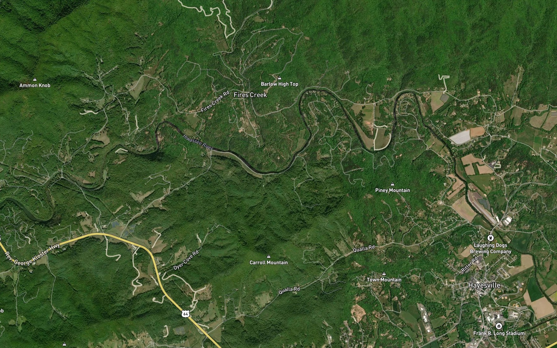 Satellite map of the Logan Cove Branch
