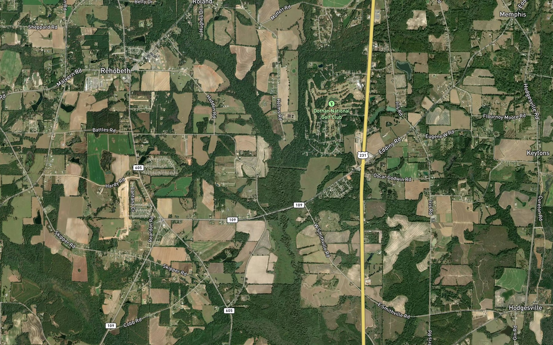 Satellite map of the Chipola Creek