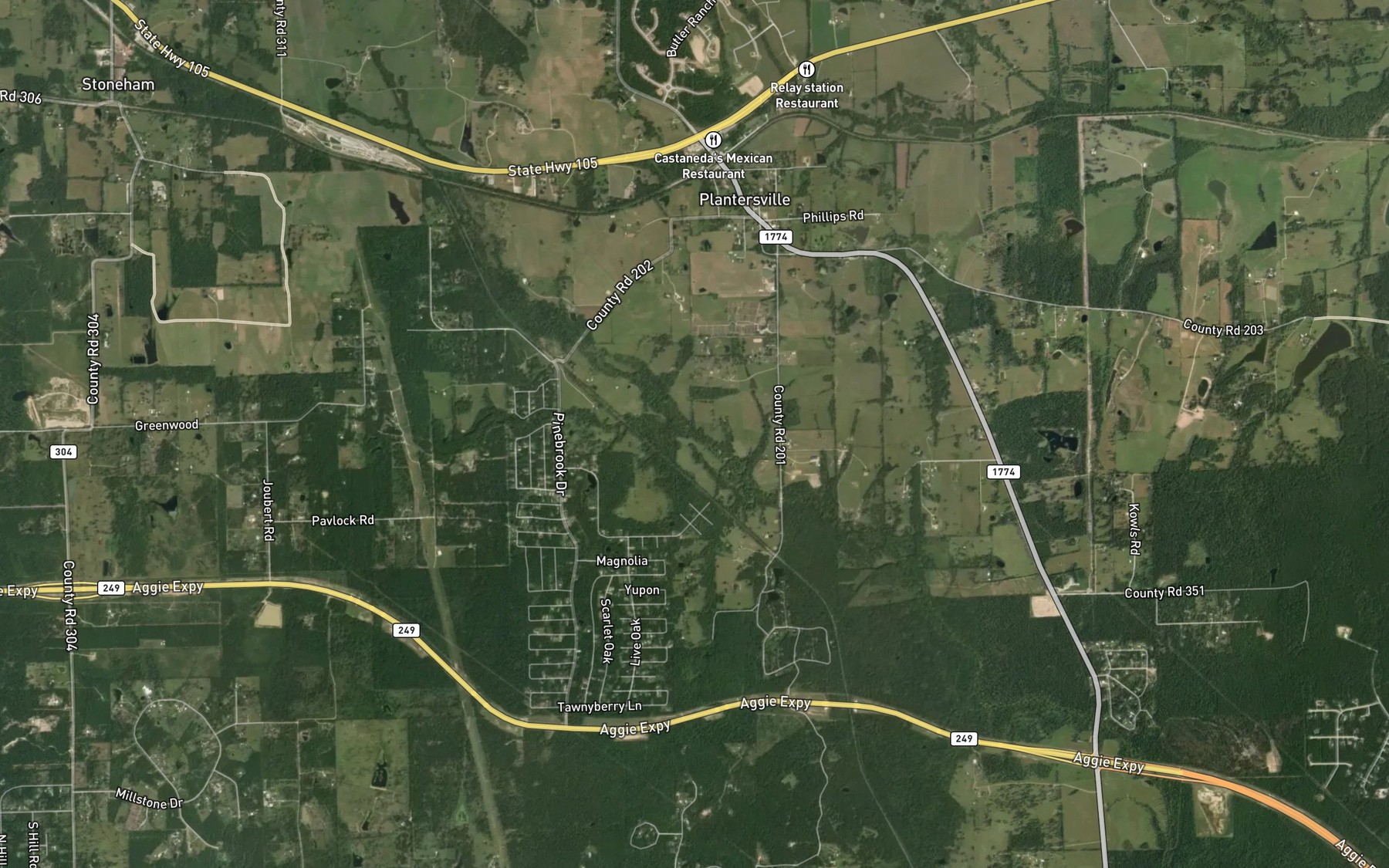 Satellite map of the Hurricane Creek