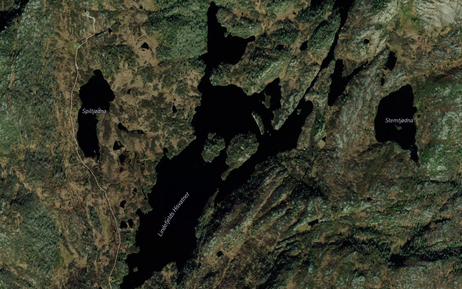 Satellite map of the Lindefjelds Hisvatnet