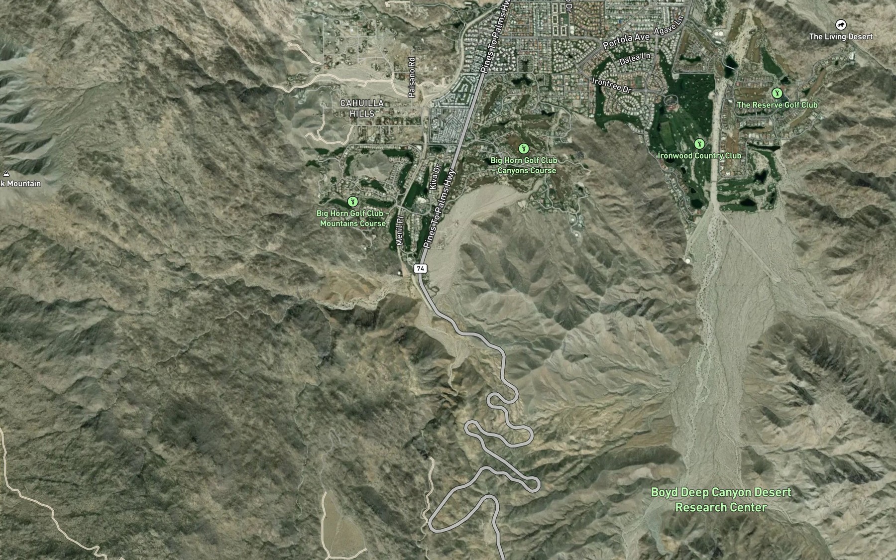 Satellite map of the Carrizo Creek