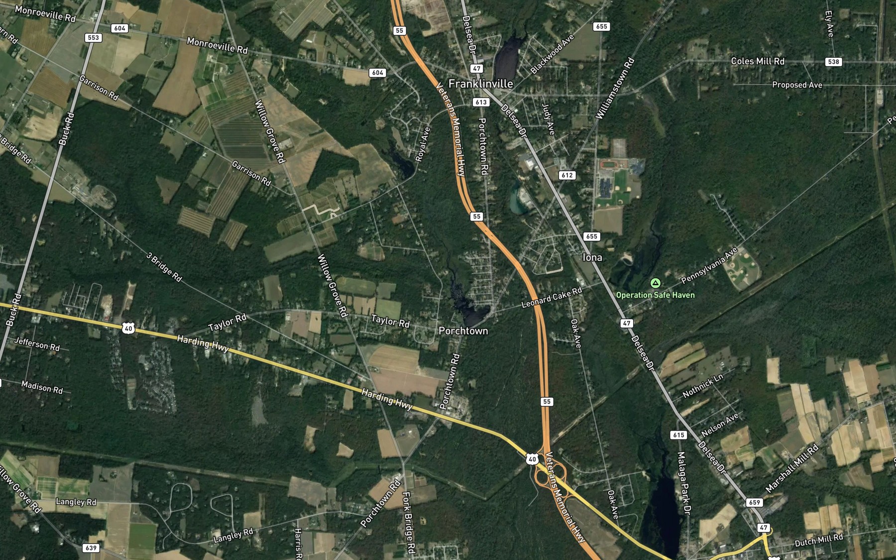 Satellite map of the Ellwell Branch