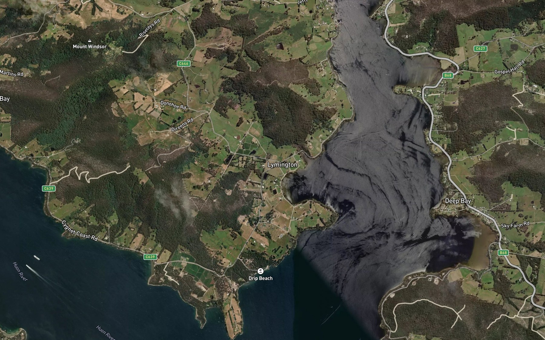 Satellite map of the Copper Alley Bay