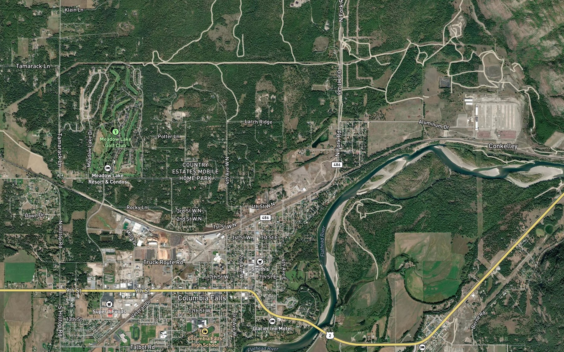 Satellite map of the Cedar Creek
